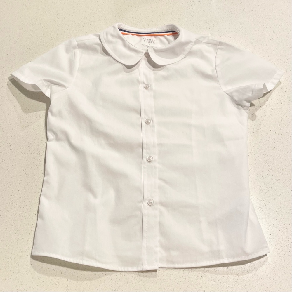 French Toast White Peter Pan Button-Front Shirt